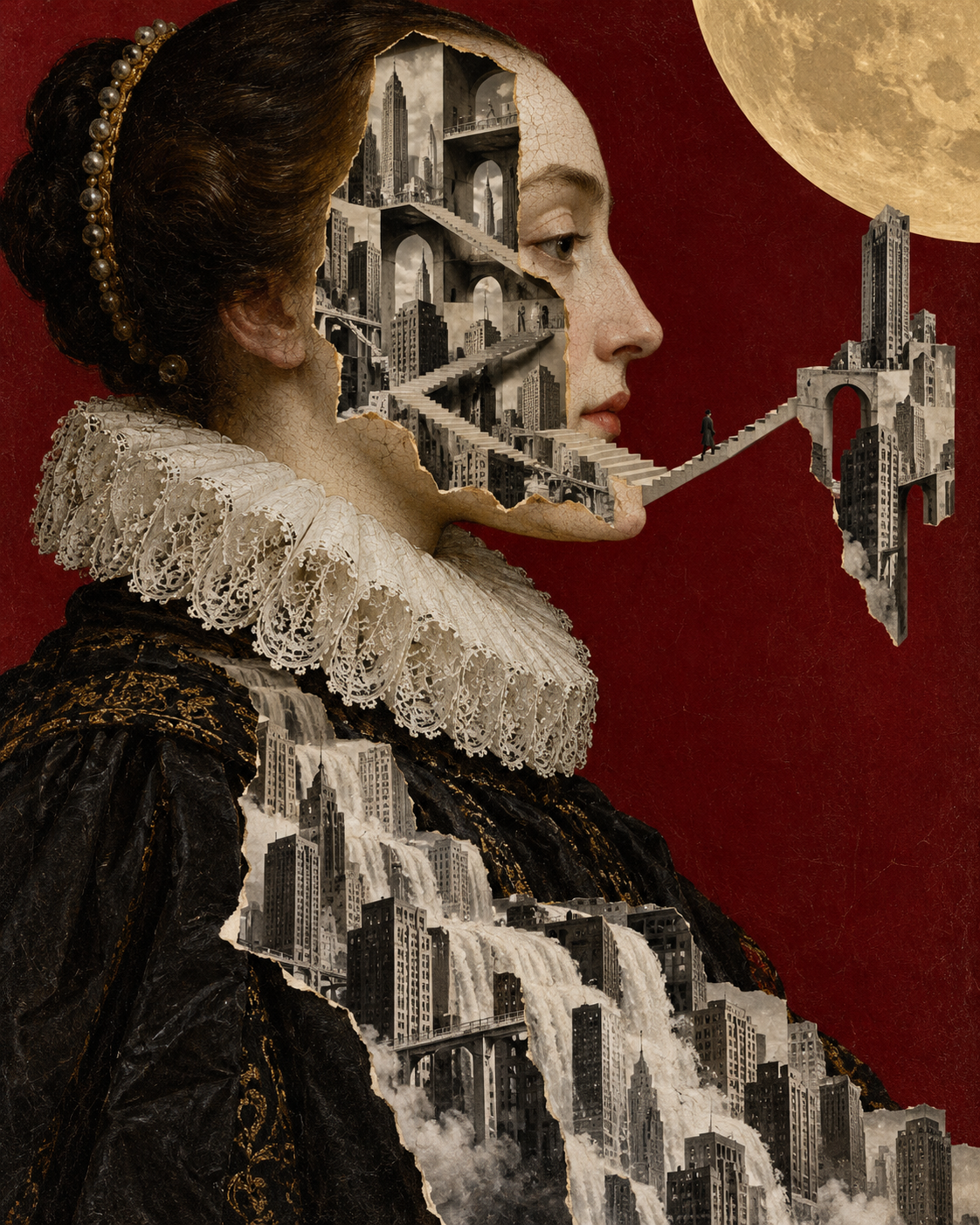 City Within a Painted Profile
