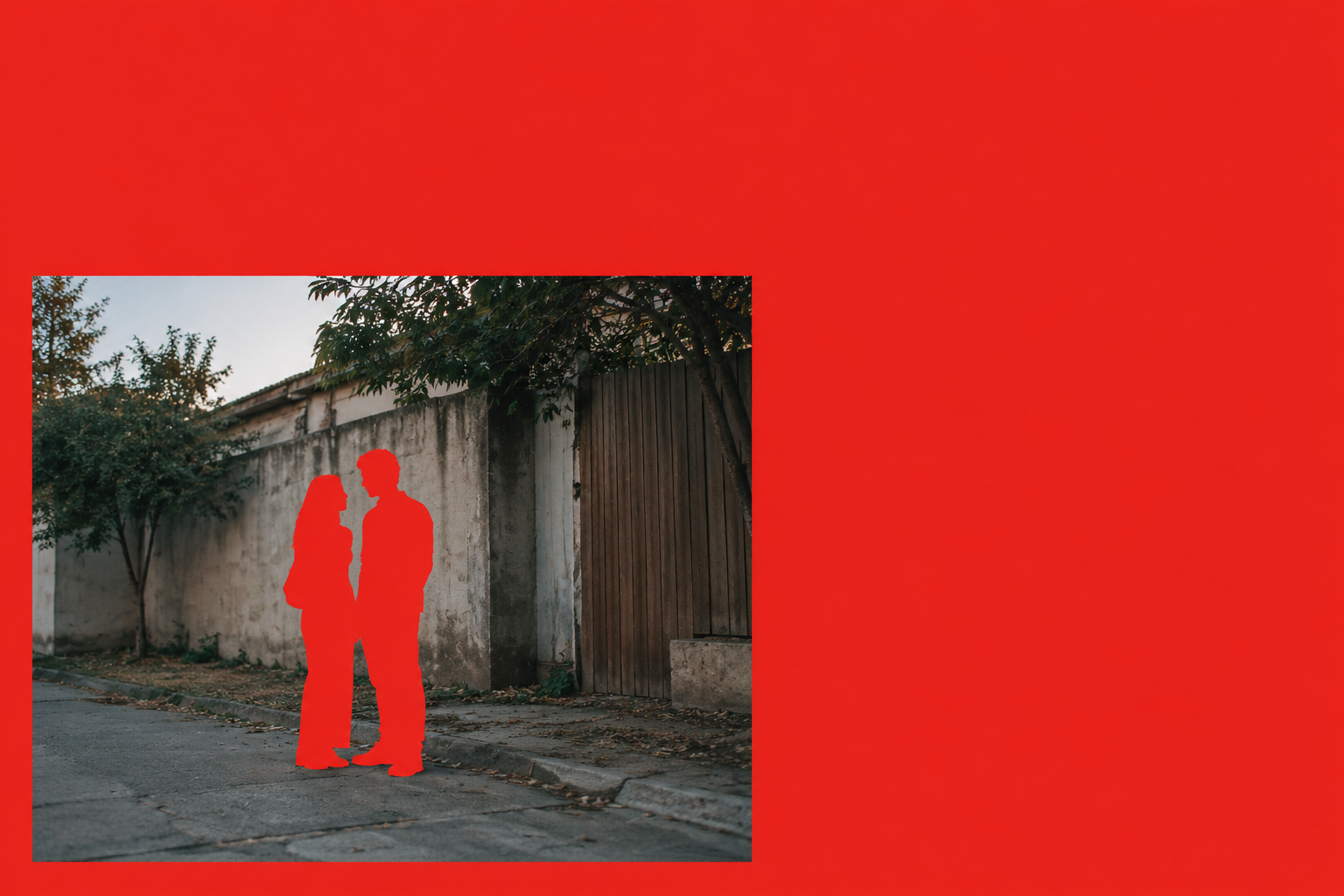 Vermilion Silhouettes in a Quiet Courtyard